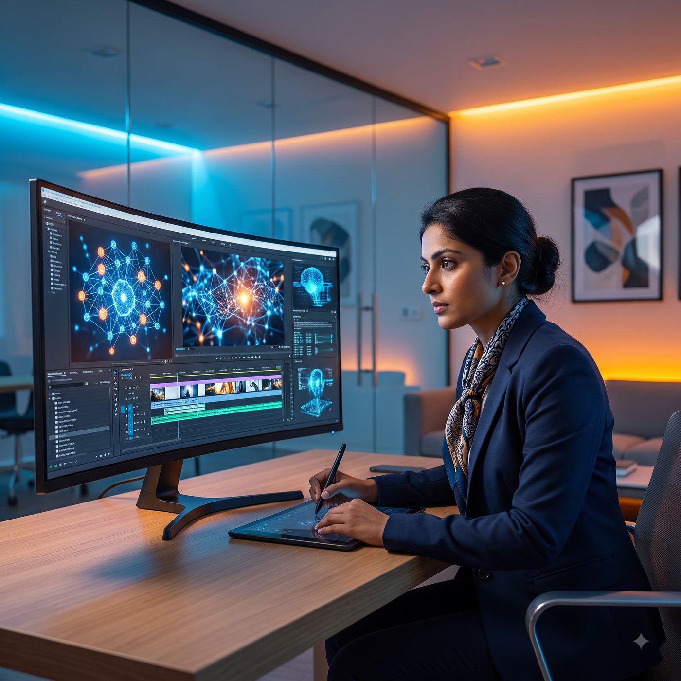 AI video content creation — editor producing AI-powered video